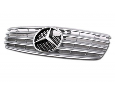 Mercedes E W211 (02-06) решетка радиатора серебристая, дизайн Big Star "Авангард" (Avangard).